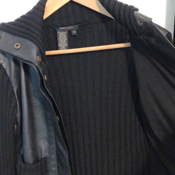 BCBGMAXAZRIA - leather/sweater bomber jacket - Picture 6 of 6